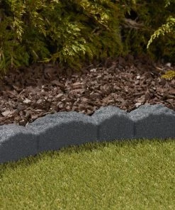 Rubberific 4-ft Gray Rubber Landscape Edging Section -Landscaping Sales Store 11899099