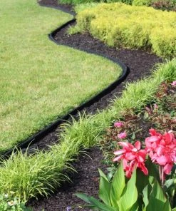Rubberific 4-ft Black Rubber Landscape Edging Section -Landscaping Sales Store 42245088